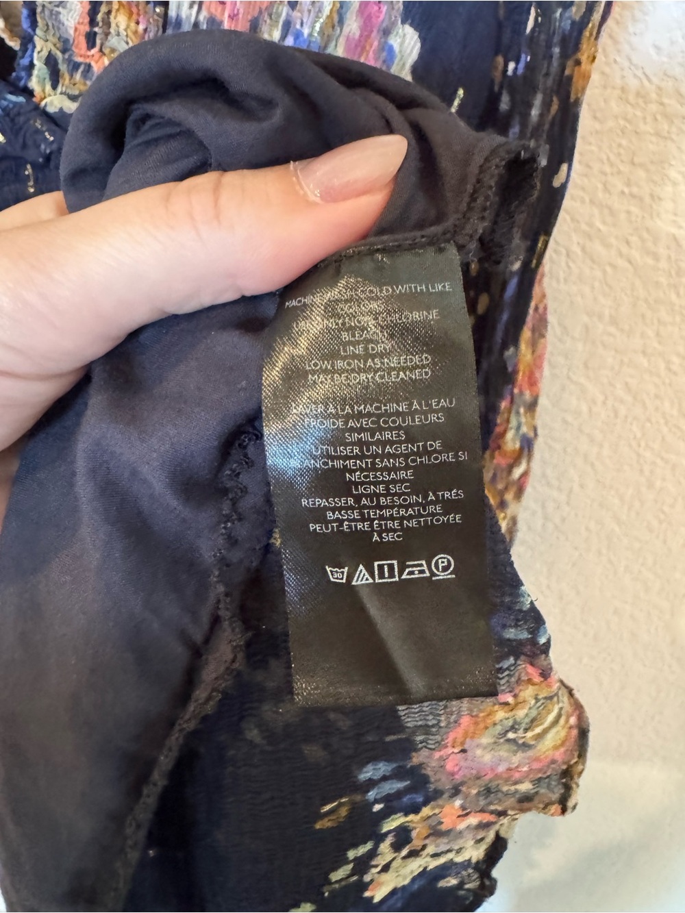 Anthropologie Small Boho Floral Sheer Sleeve Midi Dress Navy with pockets :) - Picture 14 of 15